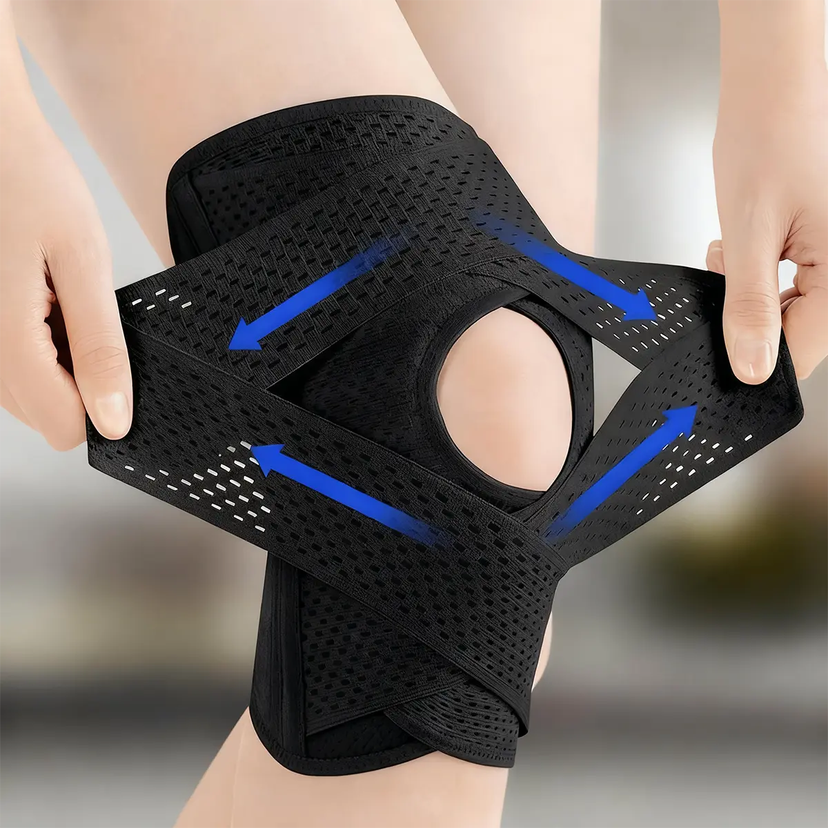 Knee Brace with Side Stabilizers for Meniscal Tear Knee Pain ACL MCL Arthritis Injuries Recovery, Breathable Adjustable Knee Support for Men and Women Black Healthcare Side Staoilizer Knee Compression Wrap