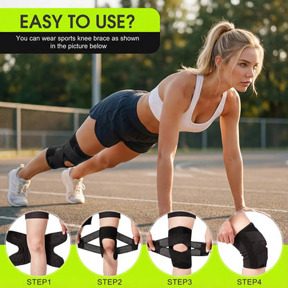 Knee Brace with Side Stabilizers for Meniscal Tear Knee Pain ACL MCL Arthritis Injuries Recovery, Breathable Adjustable Knee Support for Men and Women Black Healthcare Side Staoilizer Knee Compression Wrap