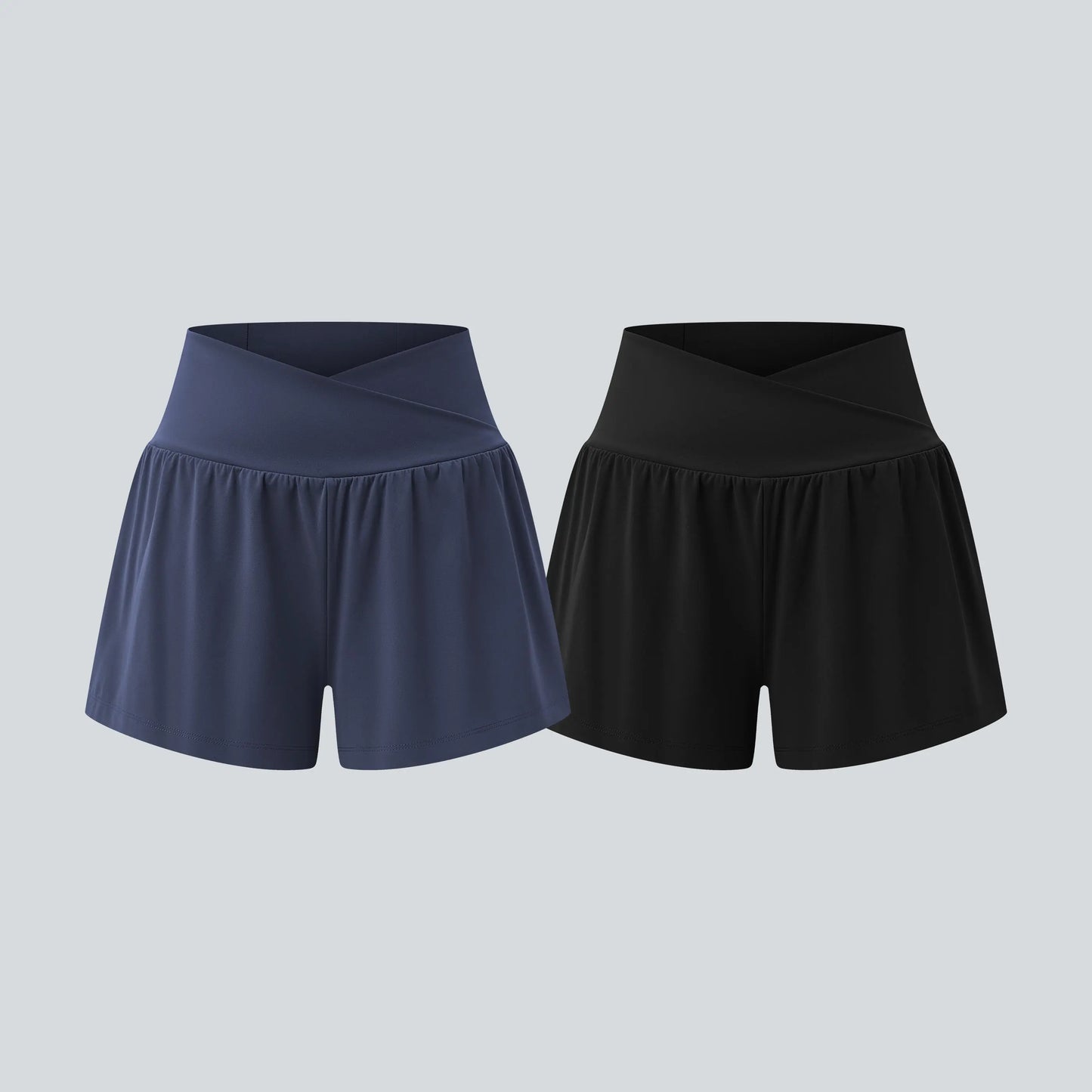 Halara 2-Piece Softlyzero Airy Crossover High Waisted 2-In-1 Cool Touch Yoga Shorts 3'' with Pockets Set