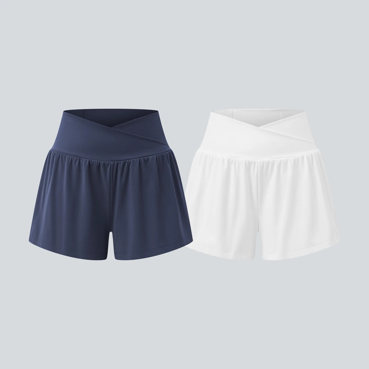 Halara 2-Piece Softlyzero Airy Crossover High Waisted 2-In-1 Cool Touch Yoga Shorts 3'' with Pockets Set