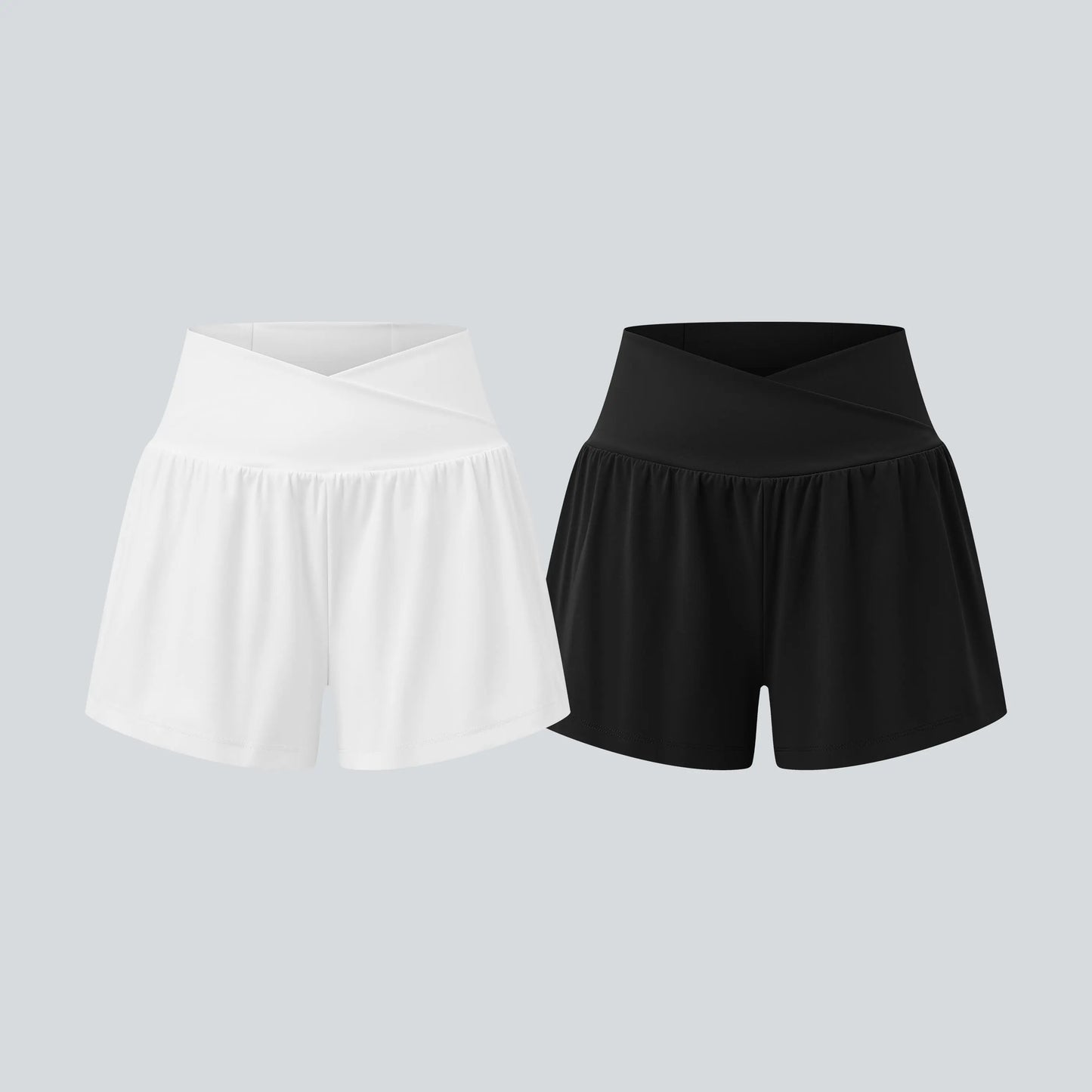 Halara 2-Piece Softlyzero Airy Crossover High Waisted 2-In-1 Cool Touch Yoga Shorts 3'' with Pockets Set
