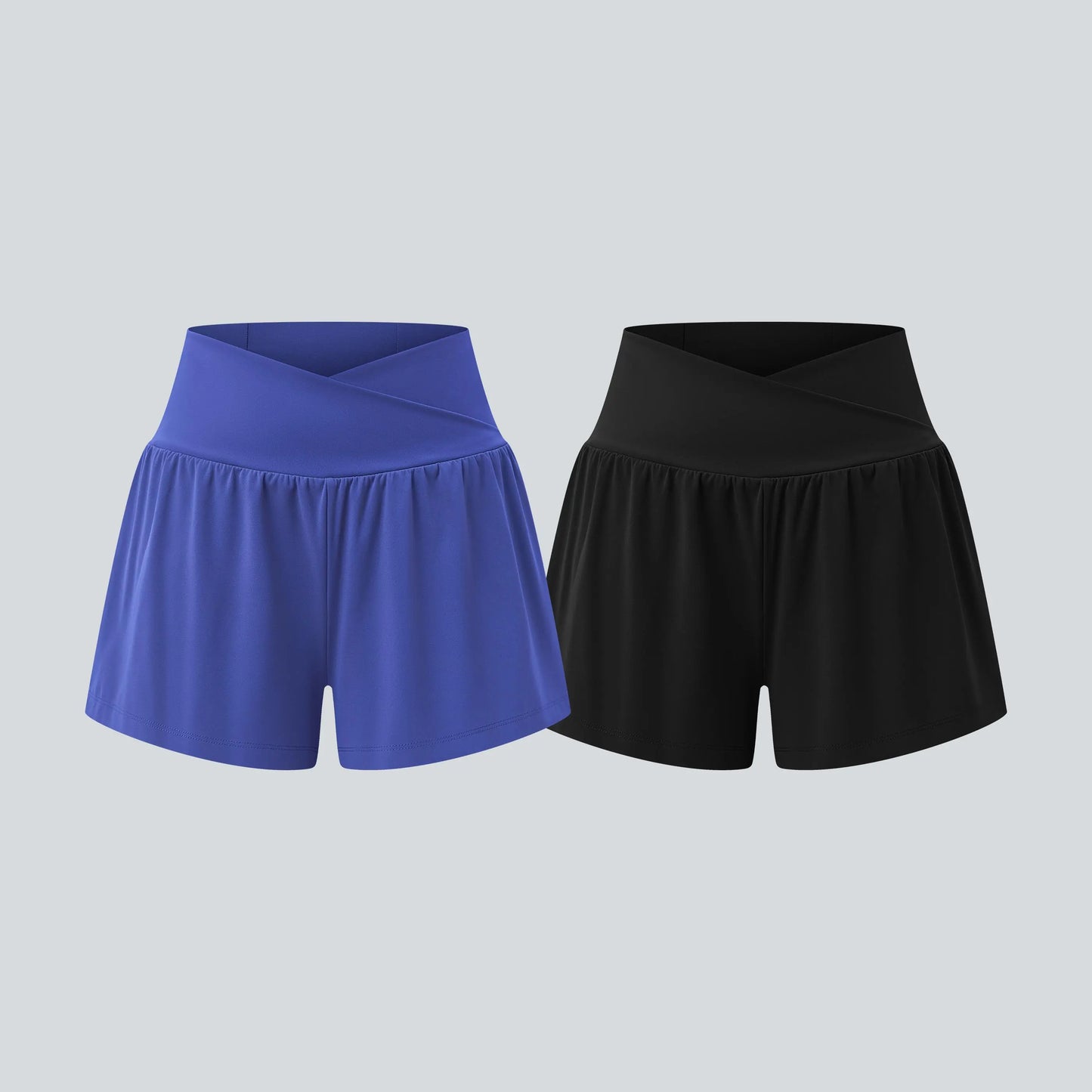Halara 2-Piece Softlyzero Airy Crossover High Waisted 2-In-1 Cool Touch Yoga Shorts 3'' with Pockets Set
