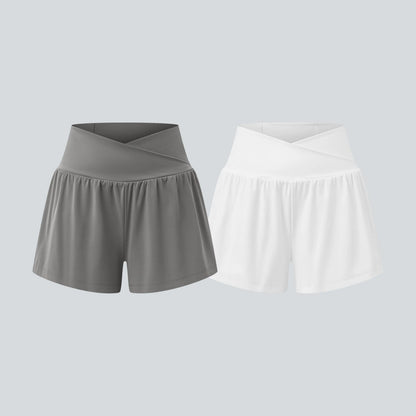 Halara 2-Piece Softlyzero Airy Crossover High Waisted 2-In-1 Cool Touch Yoga Shorts 3'' with Pockets Set