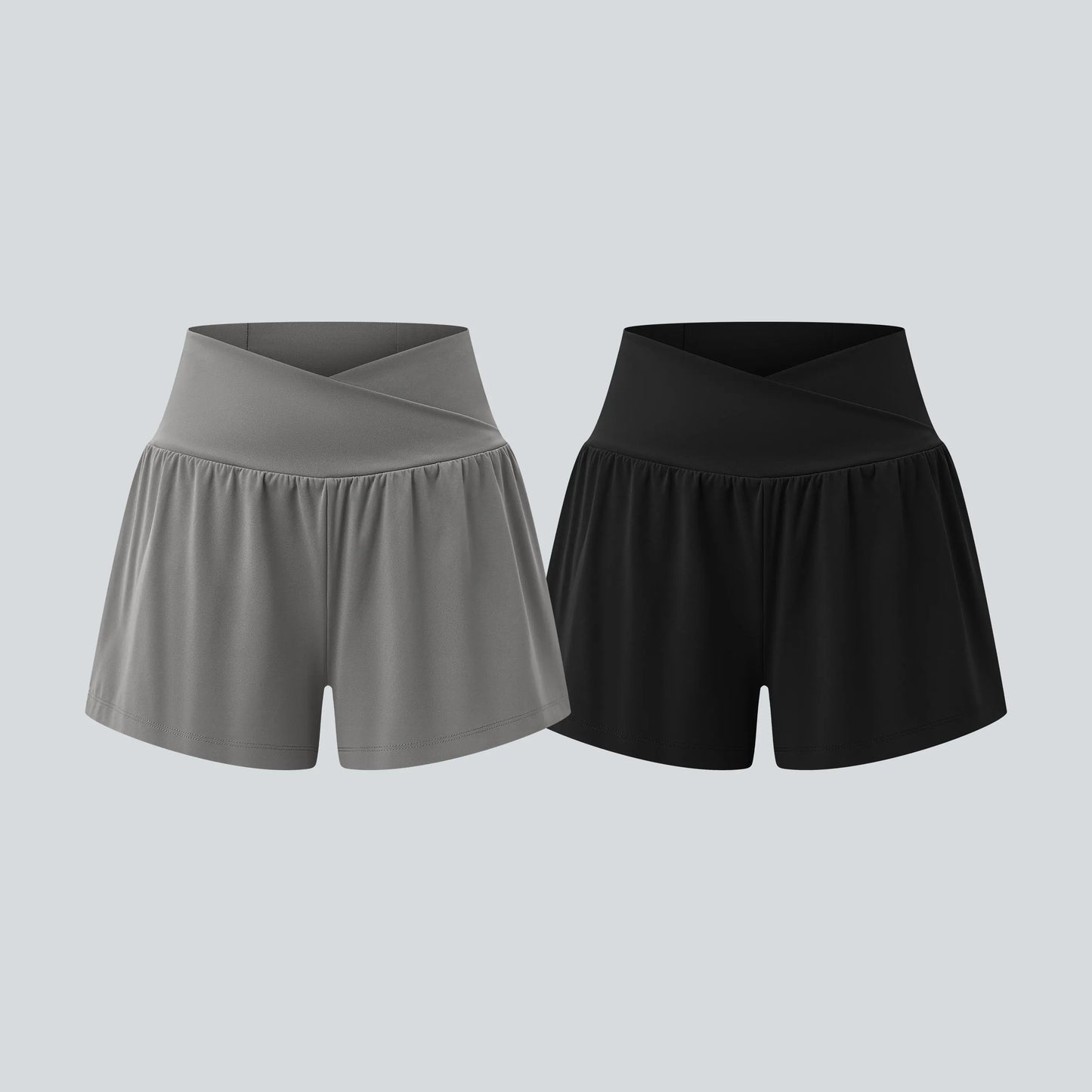 Halara 2-Piece Softlyzero Airy Crossover High Waisted 2-In-1 Cool Touch Yoga Shorts 3'' with Pockets Set