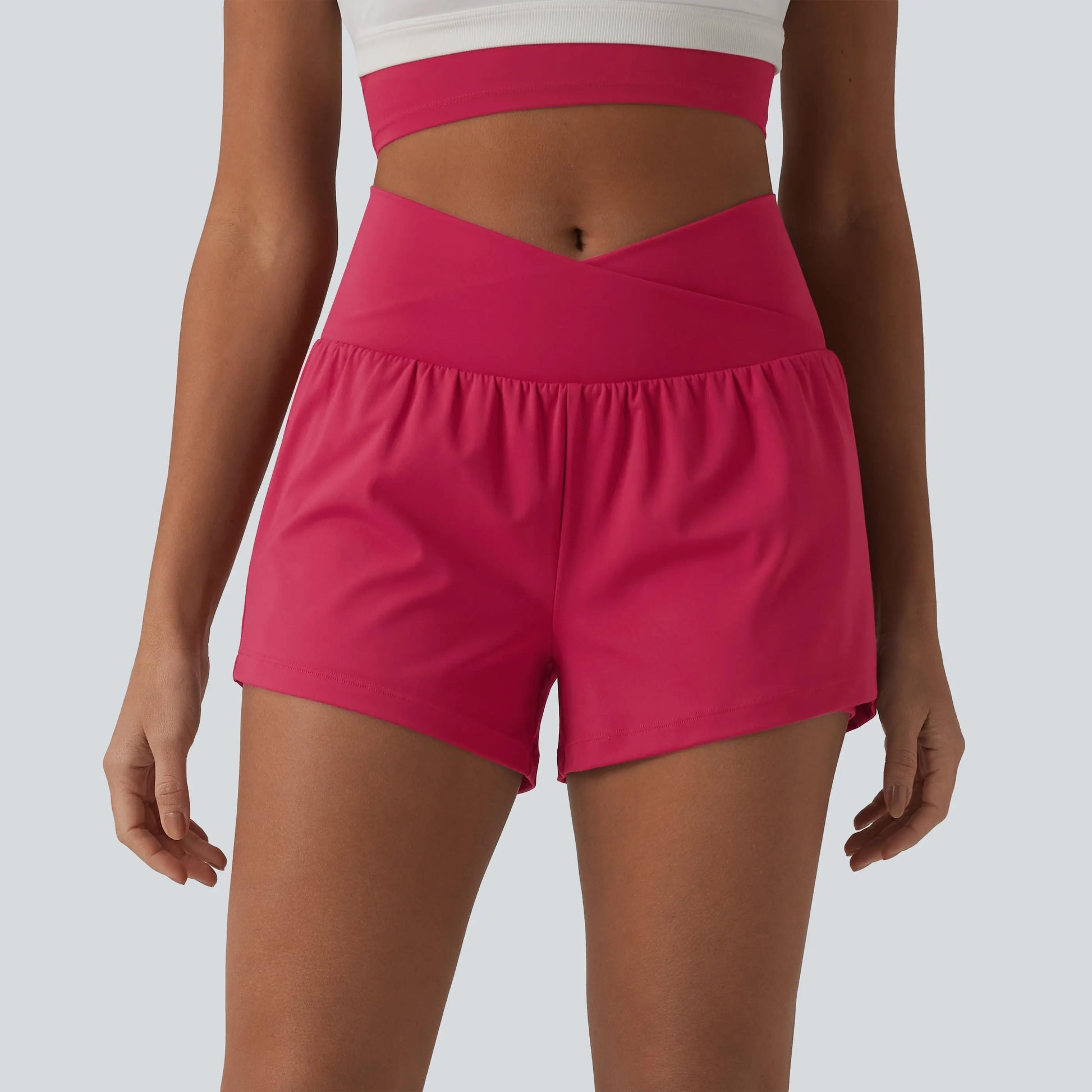 Halara 2-Piece Softlyzero Airy Crossover High Waisted 2-In-1 Cool Touch Yoga Shorts 3'' with Pockets Set