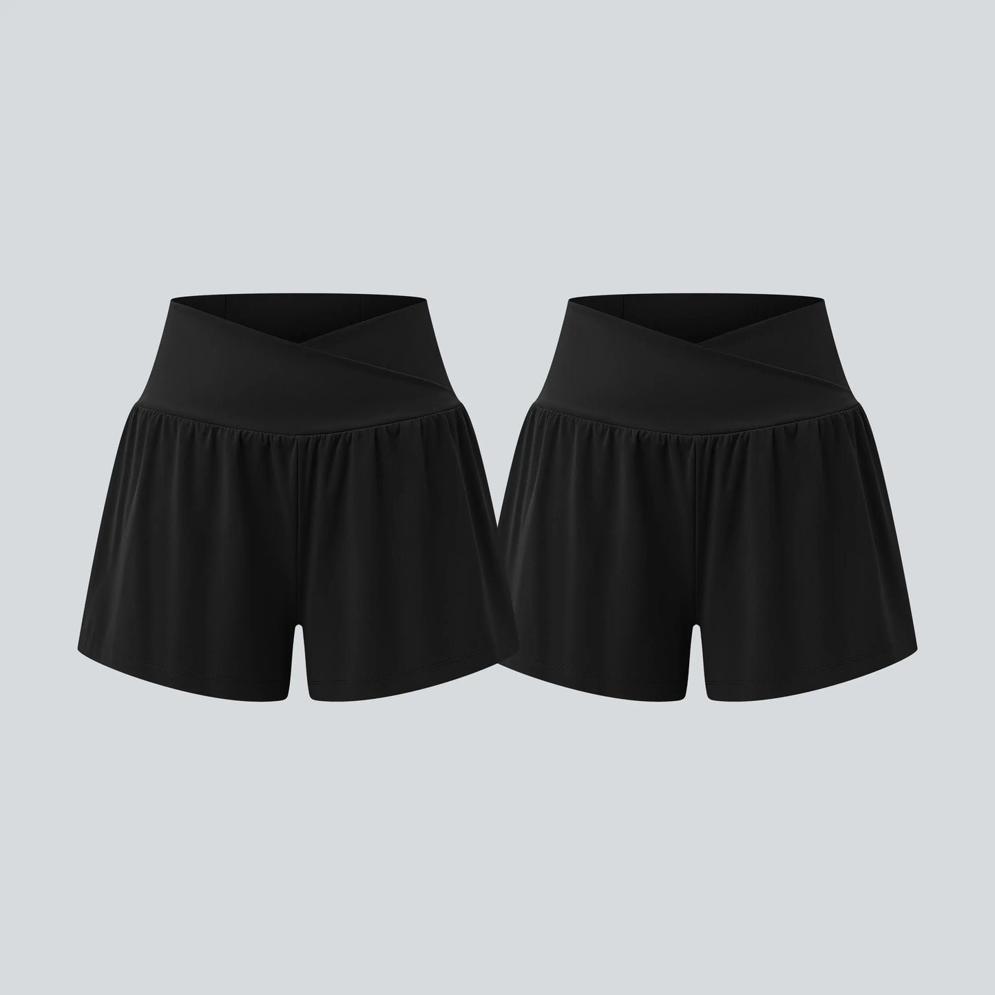 Halara 2-Piece Softlyzero Airy Crossover High Waisted 2-In-1 Cool Touch Yoga Shorts 3'' with Pockets Set