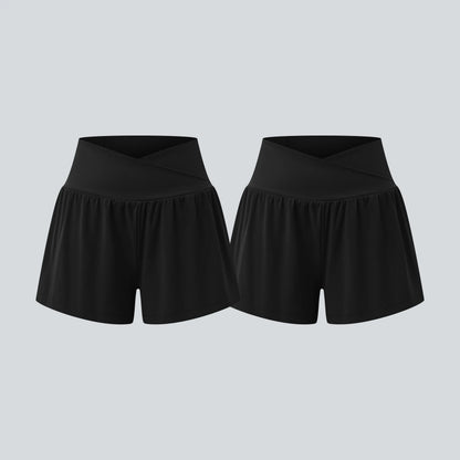 Halara 2-Piece Softlyzero Airy Crossover High Waisted 2-In-1 Cool Touch Yoga Shorts 3'' with Pockets Set