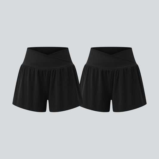 Halara 2-Piece Softlyzero Airy Crossover High Waisted 2-In-1 Cool Touch Yoga Shorts 3'' with Pockets Set