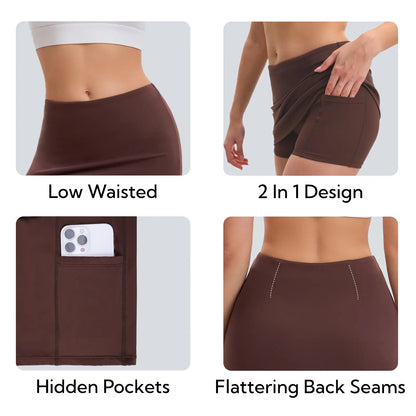 Fireswan Women'S Low-Rise Solid Color Sports Skort - Lightweight Athletic Skirt with Anti-Exposure Design, Ideal for Outdoor Tennis & Fitness Workouts, Lightweight Athletic Skirts, Sports Skirt,Summervibes