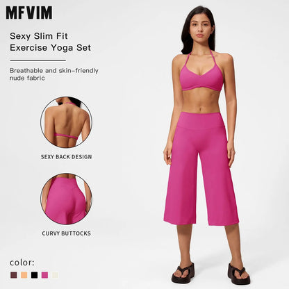 MFVIM Women’S Yoga Set – Premium Feel, High-Waist Compression Quick-Dry Yoga Shorts, Shock-Absorbing Push-Up Sports Bra Two-Piece Set